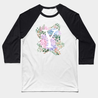 botanical monogram alphabet Y hydrangea flowers Baseball T-Shirt